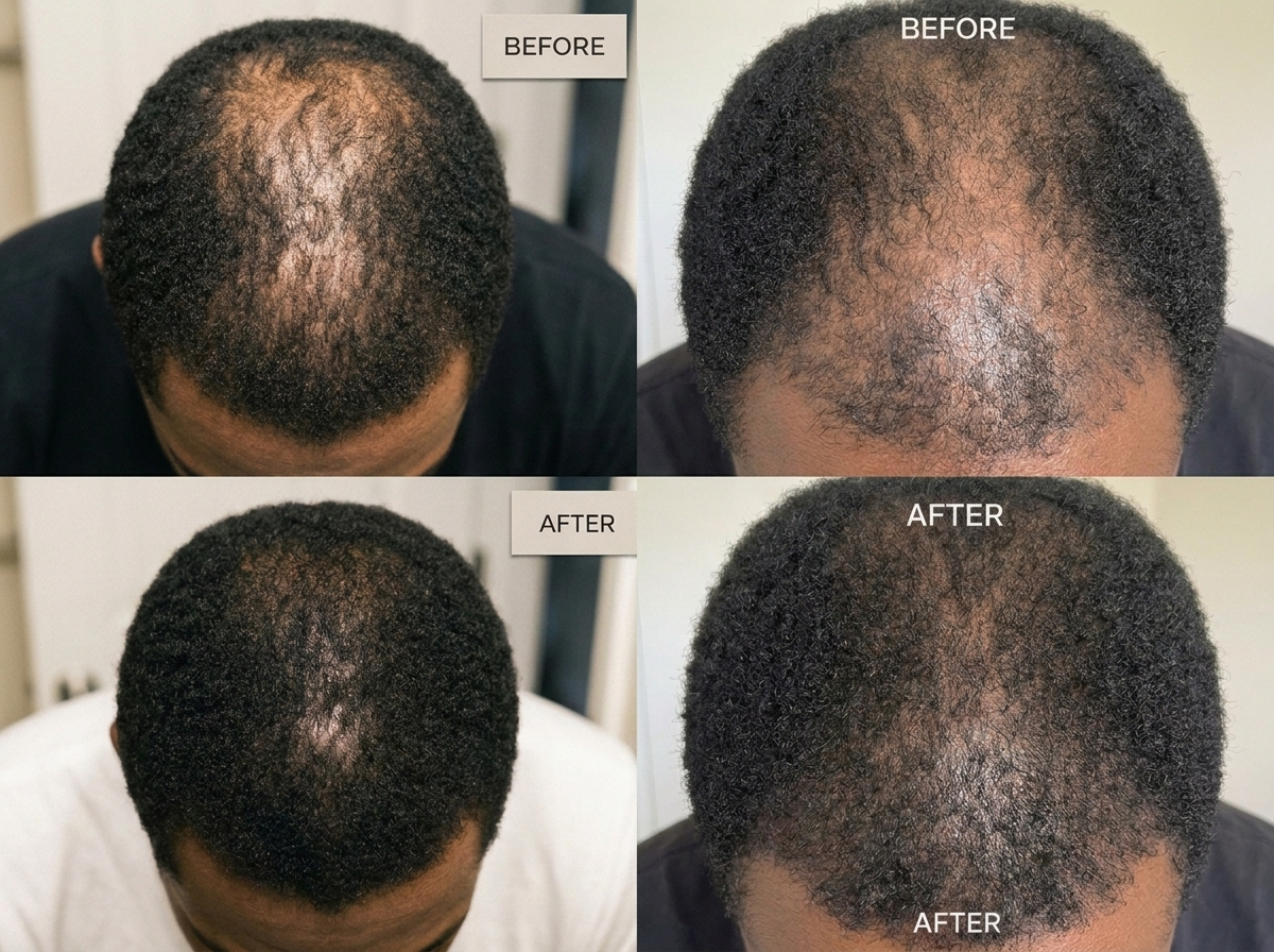 Before and after hair regrowth results